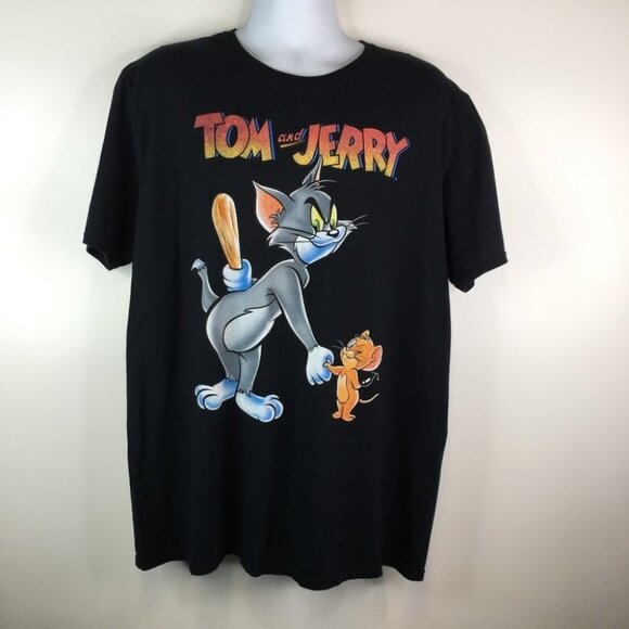 Hanna Barbera Tom and Jerry Retro Black T-Shirt XXL - Picture 1 of 8